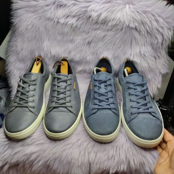 Bundle Of 2 Ecco Leather Danish Design Casual Shoes Mens Size 12 Blue Grey - Picture 1 of 16